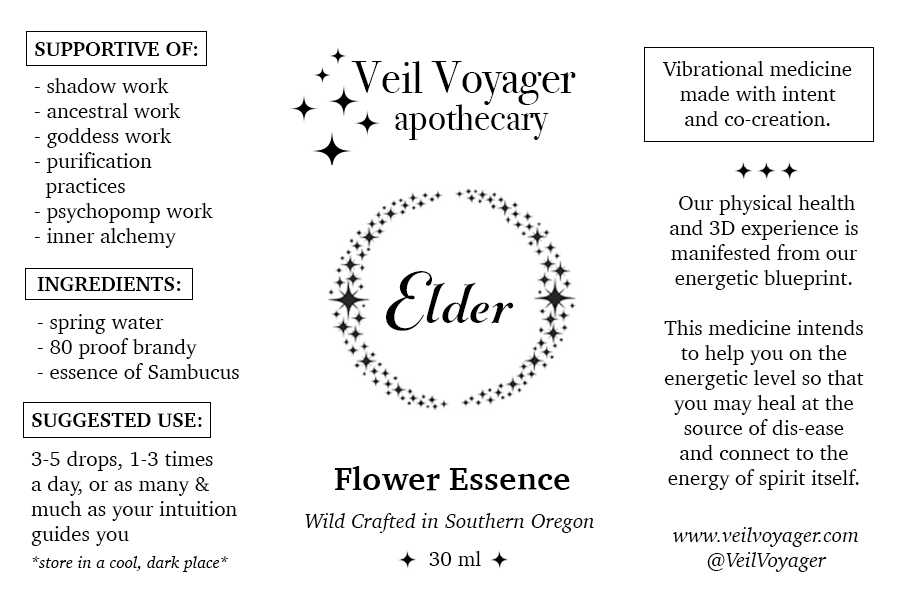 Elder Flower Essence is vibrational medicine to help you manifest your 3D experience with the help of spirit.